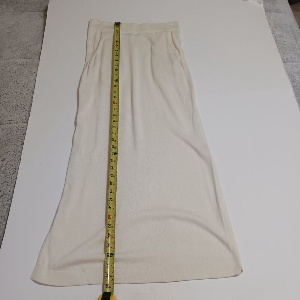 Peruvian Connection Cream DORSAY Midi Knit Skirt Medium Pima Cotton Modal Blend - Picture 13 of 14